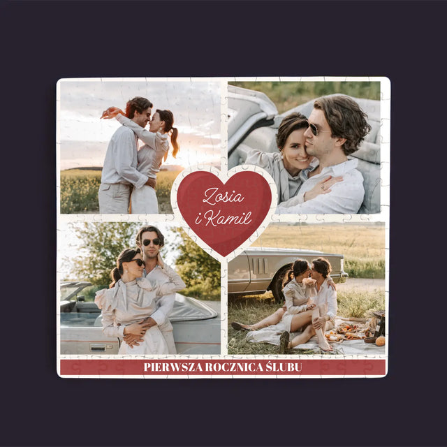Fotokolaż: Pierwsza Rocznica Serce - Personalizowane Puzzle