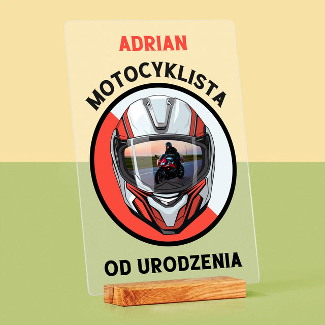 Zdjęcie I Podpis: Motocyklista Od Urodzenia - Wydruk Na Szkle Akrylowym