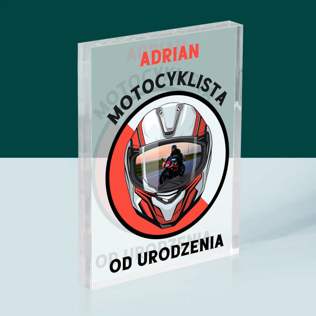 Zdjęcie I Podpis: Motocyklista Od Urodzenia - Blok Akrylowy z Nadrukiem