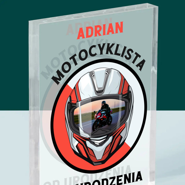 Zdjęcie I Podpis: Motocyklista Od Urodzenia - Blok Akrylowy z Nadrukiem
