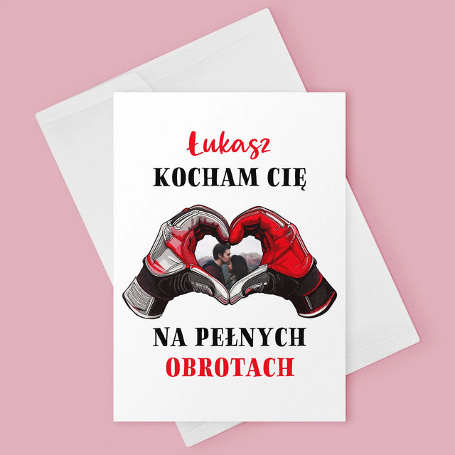 Zdjęcie I Podpis: Kocham Cię Na Pełnych Obrotach - Kartka Z Życzeniami