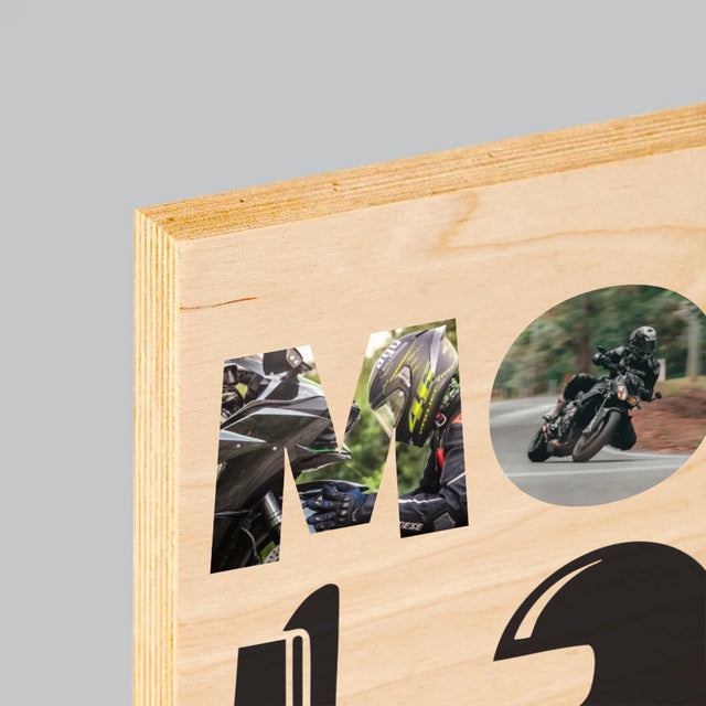Słowo Ze Zdjęć: Motolove - Wydruk Na Drewnie
