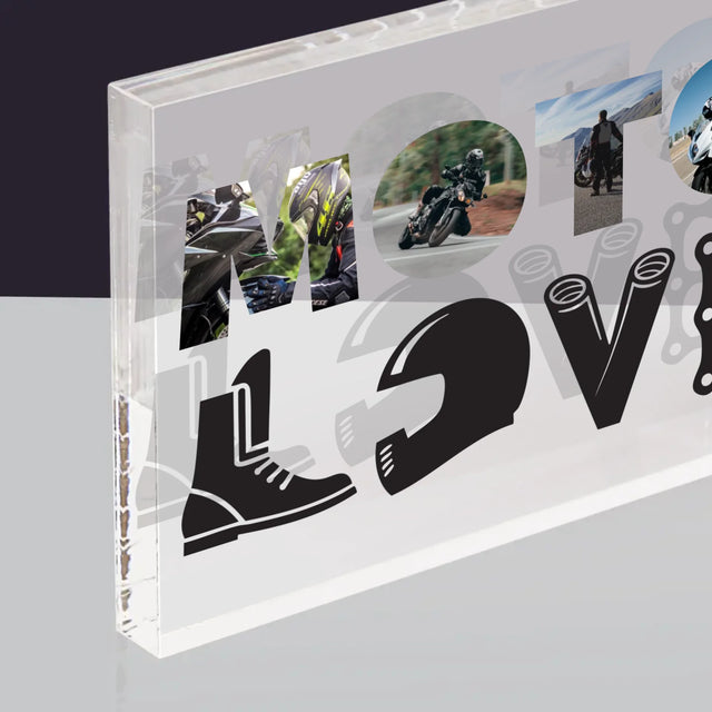 Słowo Ze Zdjęć: Motolove - Blok Akrylowy z Nadrukiem
