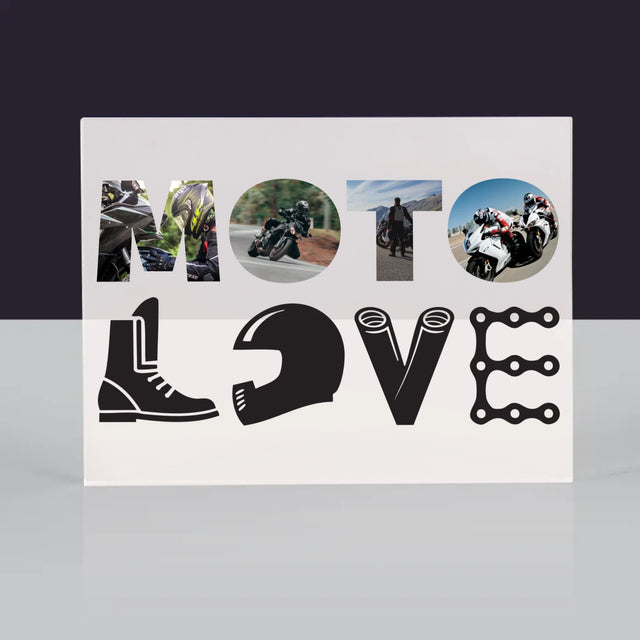 Słowo Ze Zdjęć: Motolove - Blok Akrylowy z Nadrukiem