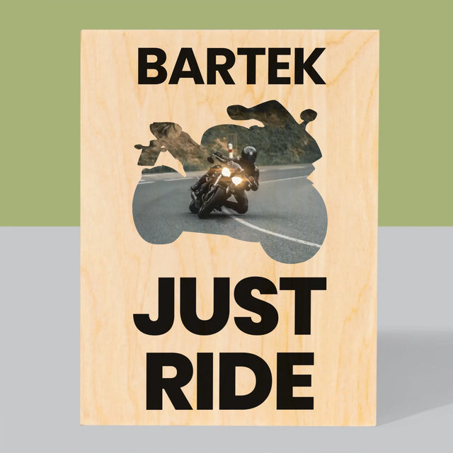 Kształt Ze Zdjęć: Just Ride - Wydruk Na Drewnie