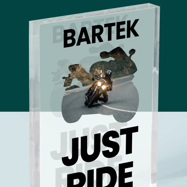 Kształt Ze Zdjęć: Just Ride - Blok Akrylowy z Nadrukiem
