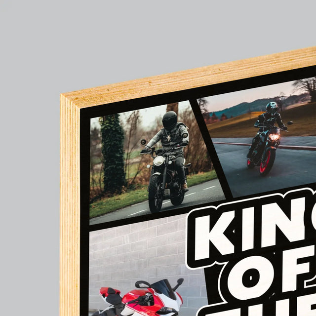 Fotokolaż: King Of The Motorcycle - Wydruk Na Drewnie