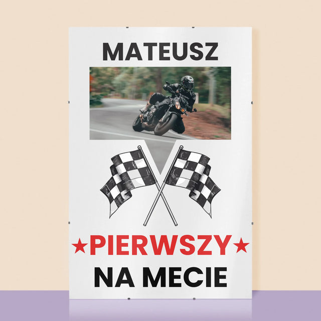 Zdjęcie I Podpis: Pierwszy Na Mecie - Personalizowany Plakat