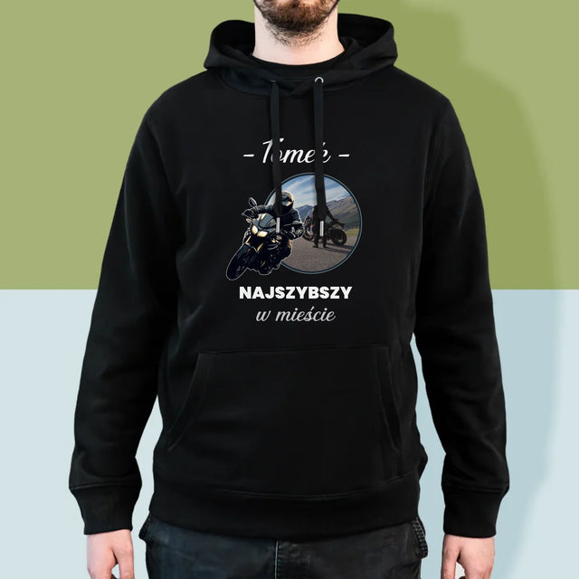 Zdjęcie I Podpis: Najszybszy W Mieście - Bluza Męska Z Kapturem