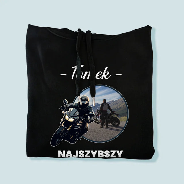 Zdjęcie I Podpis: Najszybszy W Mieście - Bluza Męska Z Kapturem