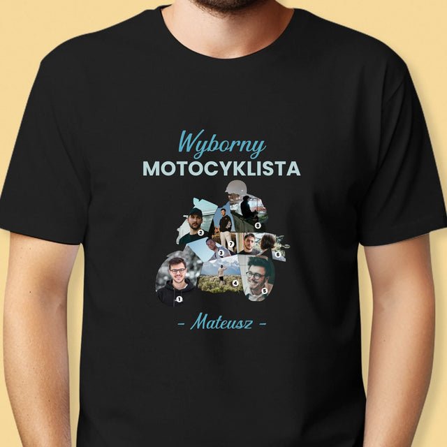 Kształt Ze Zdjęć: Wyborny Motocyklista - Koszulka Męska z Nadrukiem