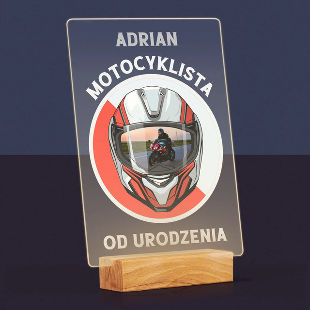 Zdjęcie I Podpis: Motocyklista Od Urodzenia - Wydruk Na Szkle Akrylowym