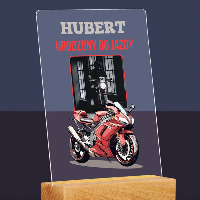 Zdjęcie I Podpis: Urodzony Do Jazdy - Wydruk Na Szkle Akrylowym