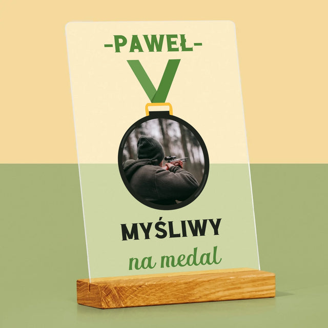Zdjęcie I Podpis: Myśliwy Na Medal - Wydruk Na Szkle Akrylowym