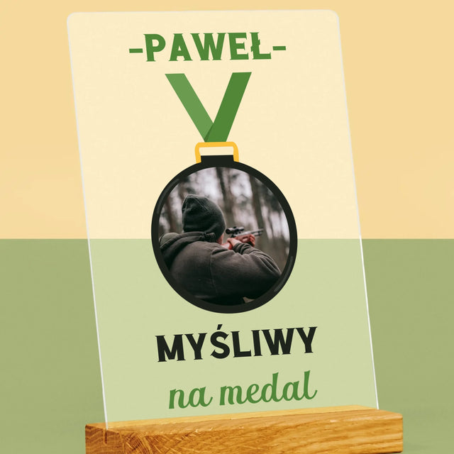 Zdjęcie I Podpis: Myśliwy Na Medal - Wydruk Na Szkle Akrylowym