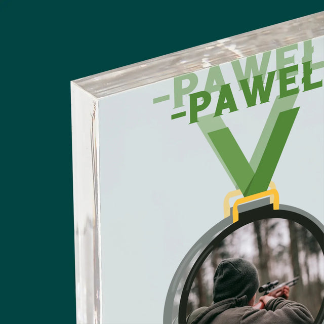 Zdjęcie I Podpis: Myśliwy Na Medal - Blok Akrylowy z Nadrukiem