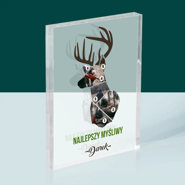 Kształt Ze Zdjęć: Najlepszy Myśliwy - Blok Akrylowy z Nadrukiem