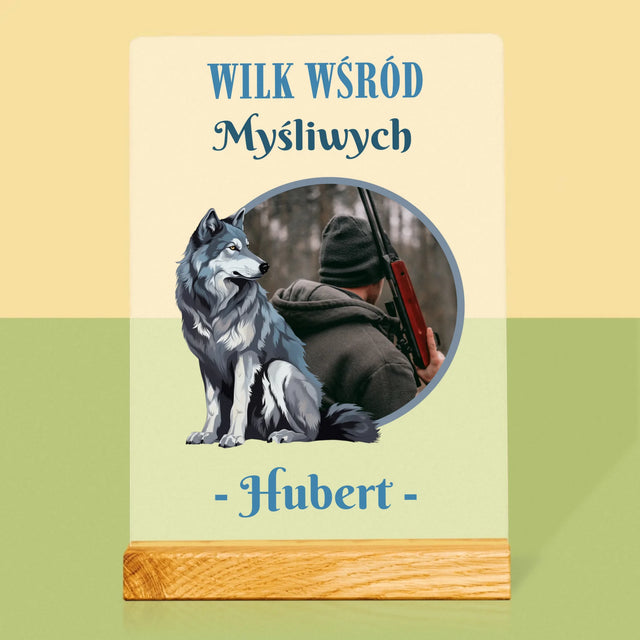 Zdjęcie I Podpis: Wilk Wśród Myśliwych - Wydruk Na Szkle Akrylowym
