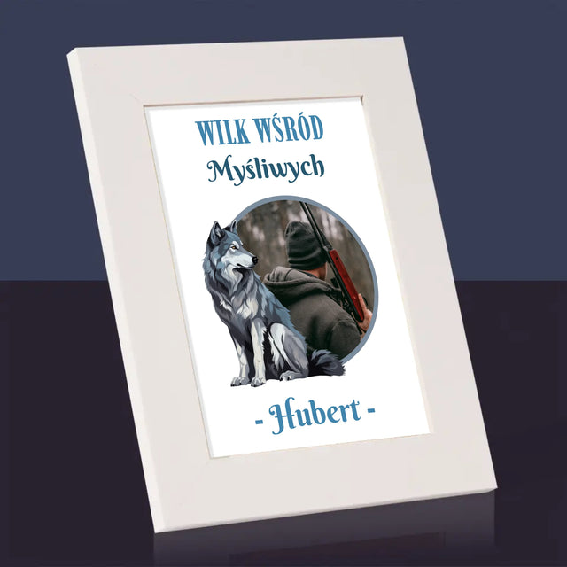 Zdjęcie I Podpis: Wilk Wśród Myśliwych - Ramka Na Zdjęcie