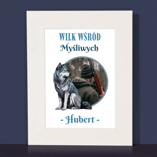 Zdjęcie I Podpis: Wilk Wśród Myśliwych - Ramka Na Zdjęcie