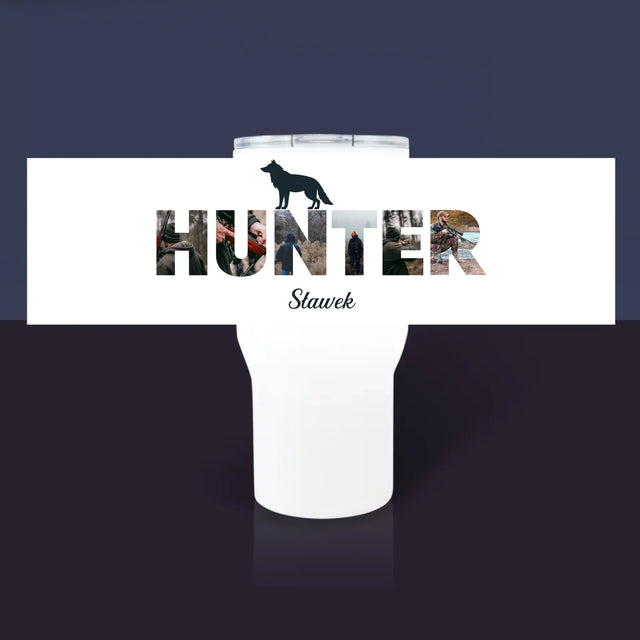 Słowo Ze Zdjęć: Hunter - Kubek z Nadrukiem Termiczny Biały