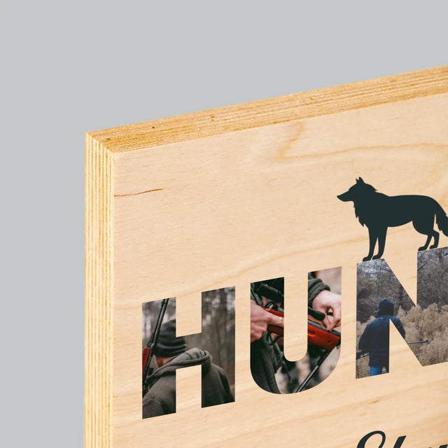 Słowo Ze Zdjęć: Hunter - Wydruk Na Drewnie