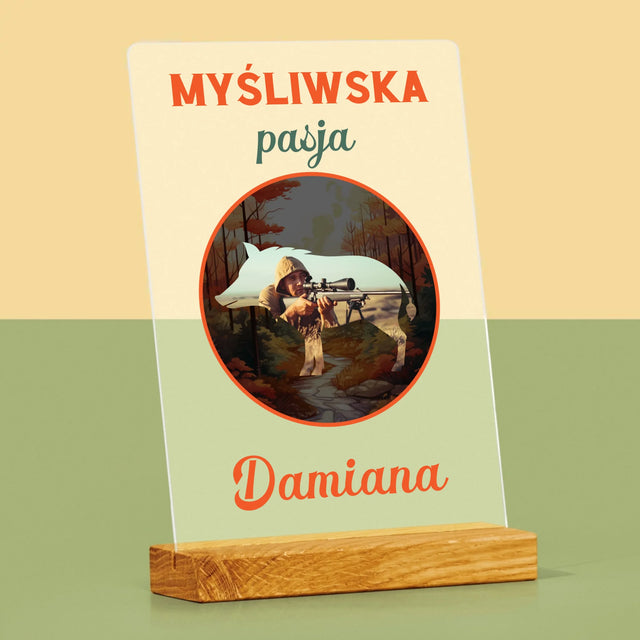 Zdjęcie I Podpis: Myśliwska Pasja - Wydruk Na Szkle Akrylowym