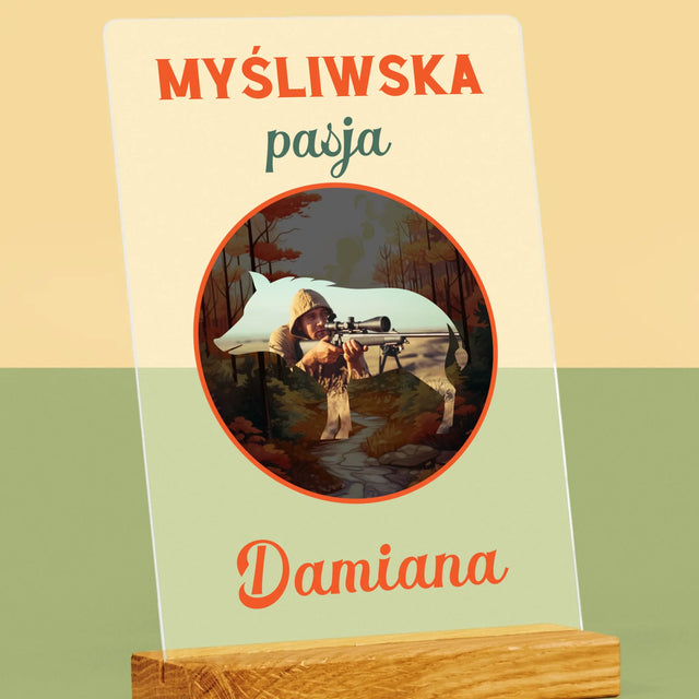 Zdjęcie I Podpis: Myśliwska Pasja - Wydruk Na Szkle Akrylowym