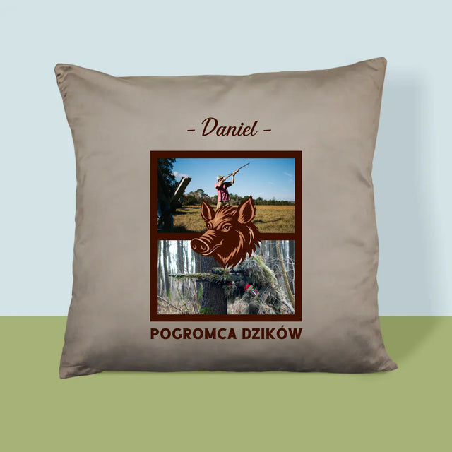 Fotokolaż: Pogromca Dzików - Poduszka z Nadrukiem