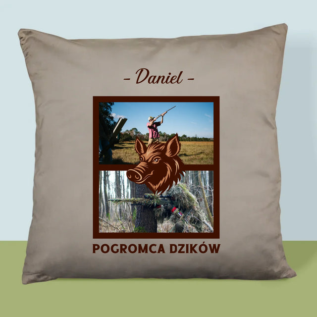 Fotokolaż: Pogromca Dzików - Poduszka z Nadrukiem