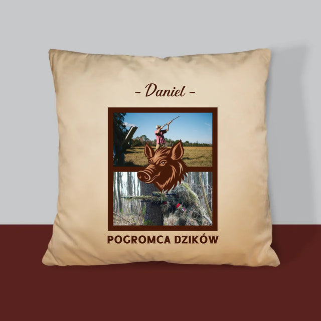 Fotokolaż: Pogromca Dzików - Poduszka z Nadrukiem