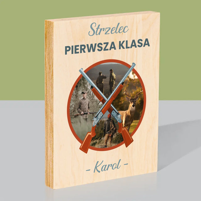 Fotokolaż: Strzelec Pierwsza Klasa - Wydruk Na Drewnie