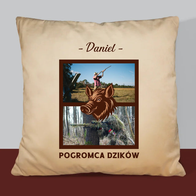 Fotokolaż: Pogromca Dzików - Poduszka z Nadrukiem