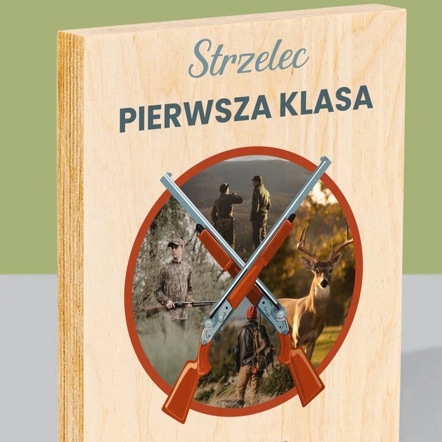 Fotokolaż: Strzelec Pierwsza Klasa - Wydruk Na Drewnie