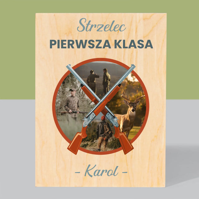 Fotokolaż: Strzelec Pierwsza Klasa - Wydruk Na Drewnie