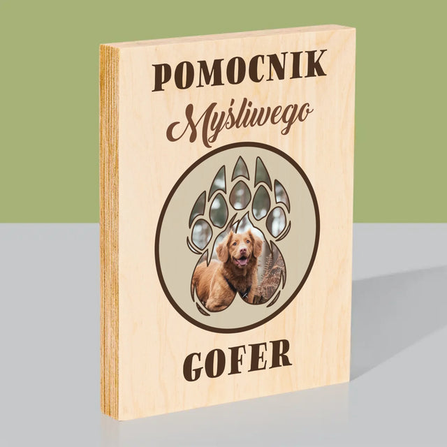 Kształt Ze Zdjęć: Pomocnik Myśliwego - Wydruk Na Drewnie