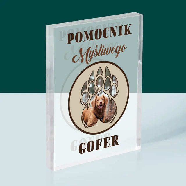 Kształt Ze Zdjęć: Pomocnik Myśliwego - Blok Akrylowy z Nadrukiem