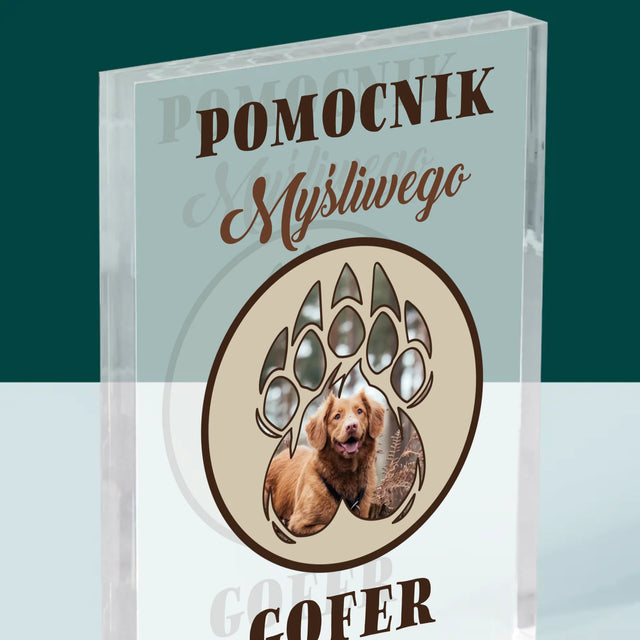 Kształt Ze Zdjęć: Pomocnik Myśliwego - Blok Akrylowy z Nadrukiem