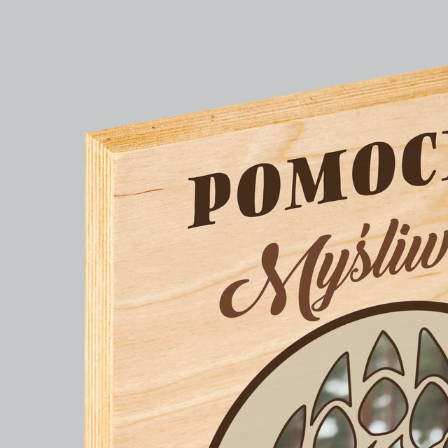 Kształt Ze Zdjęć: Pomocnik Myśliwego - Wydruk Na Drewnie