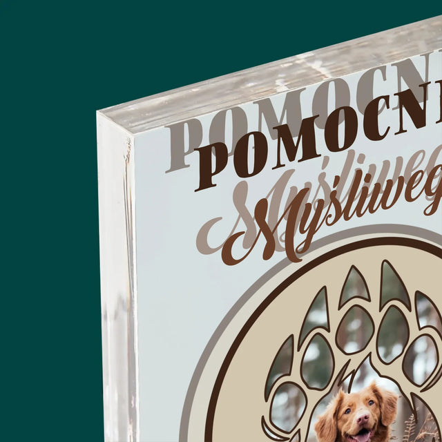 Kształt Ze Zdjęć: Pomocnik Myśliwego - Blok Akrylowy z Nadrukiem