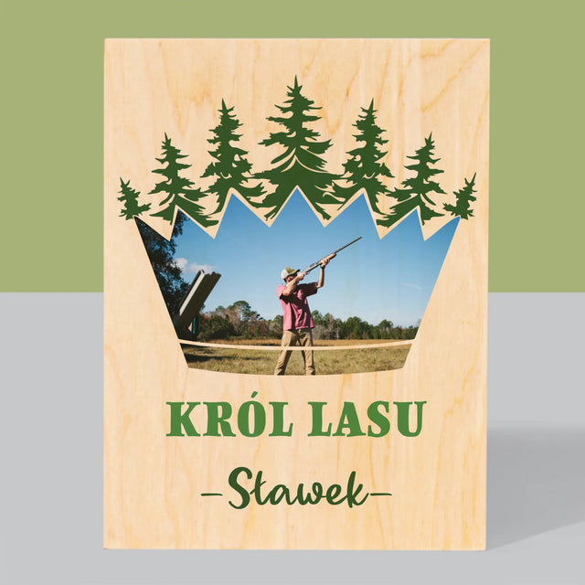 Kształt Ze Zdjęć: Król Lasu - Wydruk Na Drewnie
