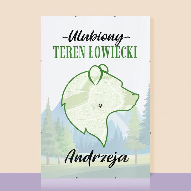 Mapa Miasta: Ulubiony Teren Łowiecki - Personalizowany Plakat