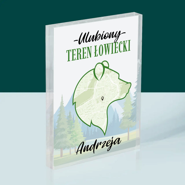 Mapa Miasta: Ulubiony Teren Łowiecki - Blok Akrylowy z Nadrukiem