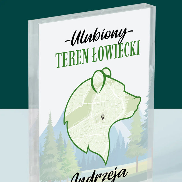 Mapa Miasta: Ulubiony Teren Łowiecki - Blok Akrylowy z Nadrukiem