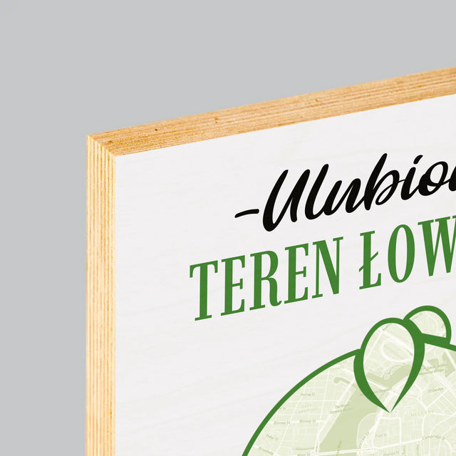 Mapa Miasta: Ulubiony Teren Łowiecki - Wydruk Na Drewnie