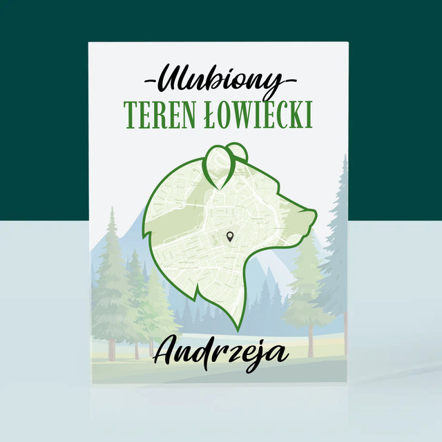 Mapa Miasta: Ulubiony Teren Łowiecki - Blok Akrylowy z Nadrukiem