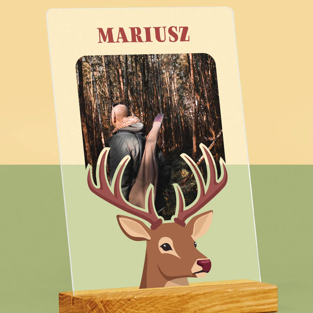 Zdjęcie I Podpis: Jeleń - Wydruk Na Szkle Akrylowym