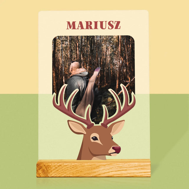 Zdjęcie I Podpis: Jeleń - Wydruk Na Szkle Akrylowym