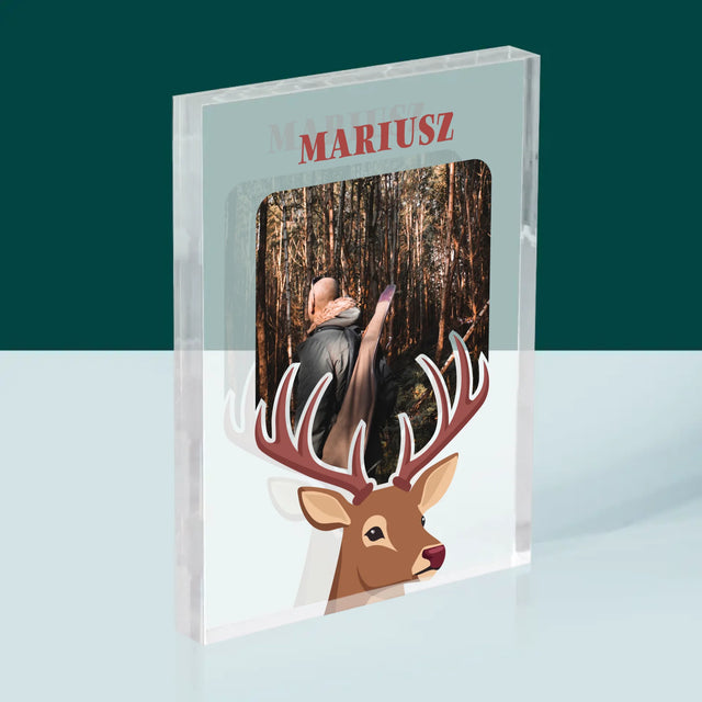 Zdjęcie I Podpis: Jeleń - Blok Akrylowy z Nadrukiem