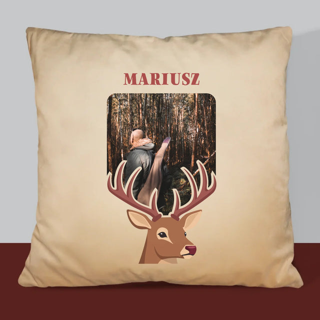 Zdjęcie I Podpis: Jeleń - Poduszka z Nadrukiem
